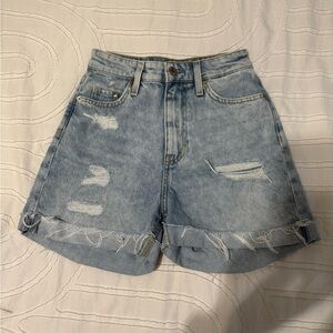 H&M Denim Distressed Women Mom Shorts